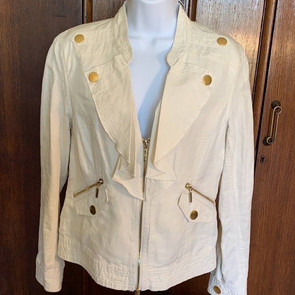 Linen Chaus Jacket with Ruffle Lapels - Picture 3 of 8